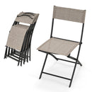 Patio Folding Chairs Set of 4 Lightweight Camping Chairs with Breathable Seat-Brown by LJGDeals