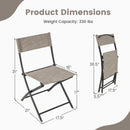 Patio Folding Chairs Set of 4 Lightweight Camping Chairs with Breathable Seat-Brown by LJGDeals