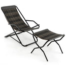 Patio PE Wicker Rocking Chair with Armrests and Metal Frame-Gray by DirectDeals