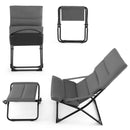 Patio Folding Sling Chair with Ottoman Footrest and Removable Cushion-Gray by LJGDeals