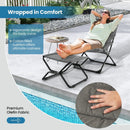 Patio Folding Sling Chair with Ottoman Footrest and Removable Cushion-Gray by LJGDeals