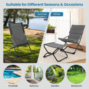 Patio Folding Sling Chair with Ottoman Footrest and Removable Cushion-Gray by LJGDeals