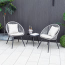 3 Piece Patio Furniture Set with Seat and Back Cushions-Gray by LJGDeals