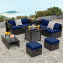 Outdoor 9 Pieces Patio Furniture Set with 50 000 BTU Propane Fire Pit Table by LJGDeals