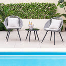 3 Piece Patio Furniture Set with Seat and Back Cushions-Gray by LJGDeals