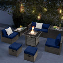 Outdoor 9 Pieces Patio Furniture Set with 50 000 BTU Propane Fire Pit Table by LJGDeals