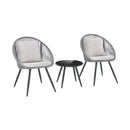 3 Piece Patio Furniture Set with Seat and Back Cushions-Gray by LJGDeals