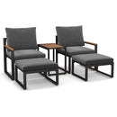 5 Pieces Aluminum Frame Weatherproof Outdoor Conversation Set with Soft Cushions-Gray by LJGDeals
