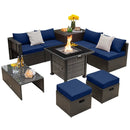 Outdoor 9 Pieces Patio Furniture Set with 50 000 BTU Propane Fire Pit Table by LJGDeals
