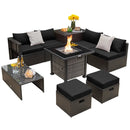 Outdoor 9 Pieces Patio Furniture Set with 50 000 BTU Propane Fire Pit Table by LJGDeals