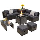 Outdoor 9 Pieces Patio Furniture Set with 50 000 BTU Propane Fire Pit Table by LJGDeals