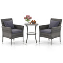 3 Pieces Patio Furniture Set with Cushioned Patio Chairs and Tempered Glass Coffee Table by LJGDeals