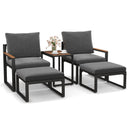5 Pieces Aluminum Frame Weatherproof Outdoor Conversation Set with Soft Cushions-Gray by LJGDeals
