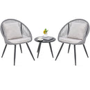 3 Piece Patio Furniture Set with Seat and Back Cushions-Gray by LJGDeals