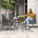 3 Pieces Patio Furniture Set with Cushioned Patio Chairs and Tempered Glass Coffee Table by LJGDeals