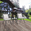 3 Piece Patio Furniture Set with Seat and Back Cushions-Gray by LJGDeals