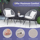 3 Piece Patio Furniture Set with Seat and Back Cushions-Gray by LJGDeals