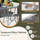 3 Pieces Patio Furniture Set with Cushioned Patio Chairs and Tempered Glass Coffee Table by LJGDeals