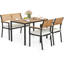 4-Piece Patio Furniture Set Outdoor Dining Chair Set-White