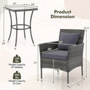 3 Pieces Patio Furniture Set with Cushioned Patio Chairs and Tempered Glass Coffee Table by LJGDeals