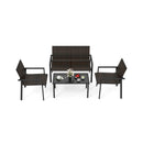 4 Pieces Patio Furniture Set with Heavy Duty Galvanized Metal Frame-Brown