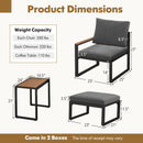 5 Pieces Aluminum Frame Weatherproof Outdoor Conversation Set with Soft Cushions-Gray by LJGDeals