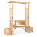 Patio Garden Bench Arbor ArchOutdoor Wood Decorative Seating-Natural by DirectDeals