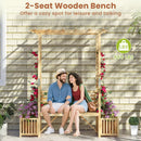 Patio Garden Bench Arbor ArchOutdoor Wood Decorative Seating-Natural by DirectDeals