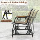 Patio Glider Bench with Curved Teak Armrests and Breathable Fabric Seat for 2 People-Brown by LJGDeals