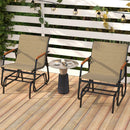 Patio Glider Chair Set of 2 with Curved Teak Armrests and Breathable Fabric Seat-Brown by LJGDeals