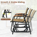 Patio Glider Chair Set of 2 with Curved Teak Armrests and Breathable Fabric Seat-Brown by LJGDeals