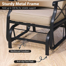 Patio Glider Rocking Chair with Metal Frame and Thick Cushions-Brown