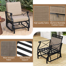 Patio Glider Rocking Chair with Metal Frame and Thick Cushions-Brown