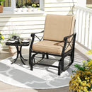Patio Glider Rocking Chair with Metal Frame and Thick Cushions-Brown by LJGDeals