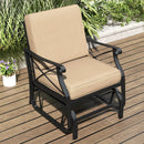 Patio Glider Rocking Chair with Metal Frame and Thick Cushions-Brown by LJGDeals