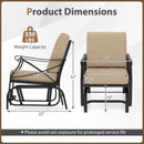 Patio Glider Rocking Chair with Metal Frame and Thick Cushions-Brown by LJGDeals