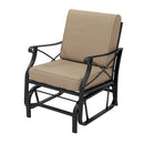 Patio Glider Rocking Chair with Metal Frame and Thick Cushions-Brown by LJGDeals