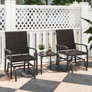 3 Piece Patio Gliding Set with Tempered Glass Coffee Table All Weather-Brown by DirectDeals