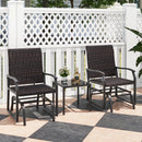 3 Piece Patio Gliding Set with Tempered Glass Coffee Table All Weather-Brown by LJGDeals