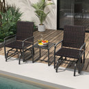 3 Piece Patio Gliding Set with Tempered Glass Coffee Table All Weather-Brown by LJGDeals