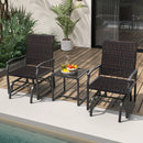 3 Piece Patio Gliding Set with Tempered Glass Coffee Table All Weather-Brown by DirectDeals