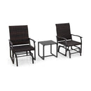 3 Piece Patio Gliding Set with Tempered Glass Coffee Table All Weather-Brown by DirectDeals