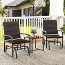 3 Piece Patio Gliding Set with Tempered Glass Coffee Table All Weather-Brown by DirectDeals