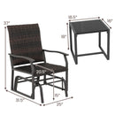 3 Piece Patio Gliding Set with Tempered Glass Coffee Table All Weather-Brown by LJGDeals