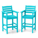 Patio HDPE Adirondack Bar Chairs Set of 2 with Wide Armrests by LJGDeals