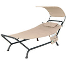 Patio Hanging Chaise Lounge Chair with Canopy Cushion Pillow and Storage Bag by LJGDeals