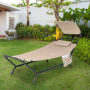 Patio Hanging Chaise Lounge Chair with Canopy Cushion Pillow and Storage Bag by LJGDeals