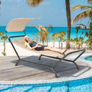 Patio Hanging Chaise Lounge Chair with Canopy Cushion Pillow and Storage Bag by LJGDeals