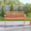 Patio Solid Wood Bench Wood 2-Seat Chair with Breathable Slatted Seat & Inclined Backrest by LJGDeals