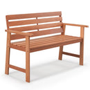 Patio Solid Wood Bench Wood 2-Seat Chair with Breathable Slatted Seat & Inclined Backrest by DirectDeals